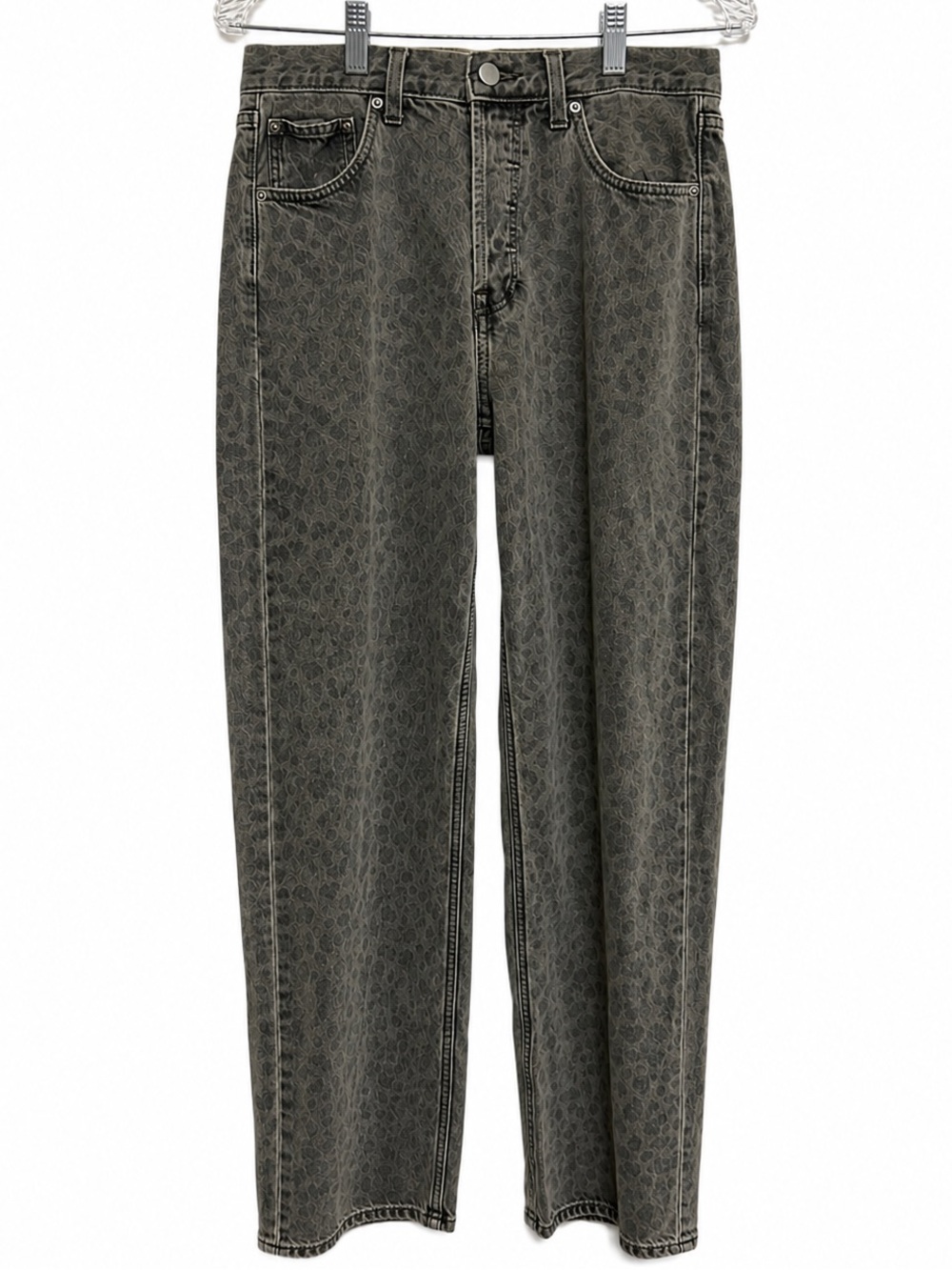 Leopard Print Baggy Jeans Gray Denim 90s Relaxed Mid Rise 6